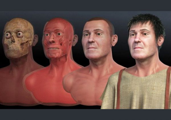 Fases da reconstituição facial de São Valentim; trabalho envolveu equipe multidisciplinar Imagem: Cícero Moraes/ Divulgação