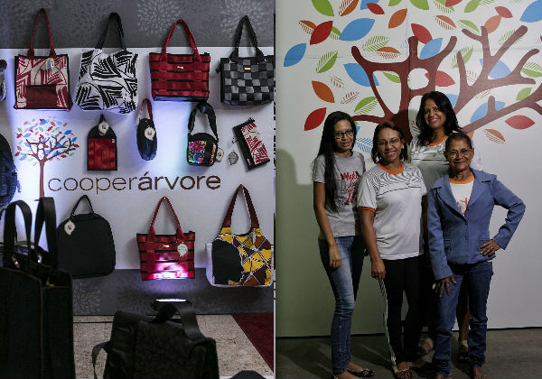 As peças produzidas e as artesãs na Cooperárvore Foto: Leo Lara