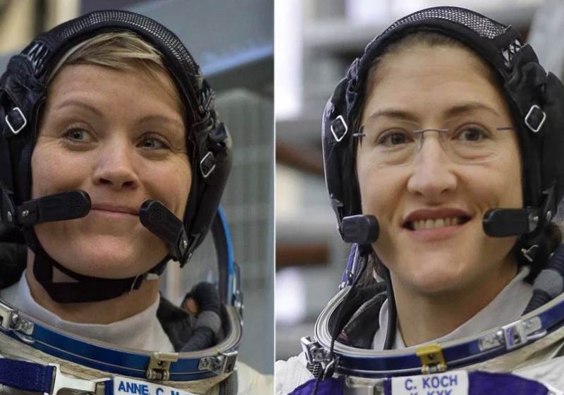 As astronautas da NASA, Anne McClain, à esquerda, e Christina H. Koch participarão de uma caminhada espacial no dia 29 de março. Foto: Divulgação