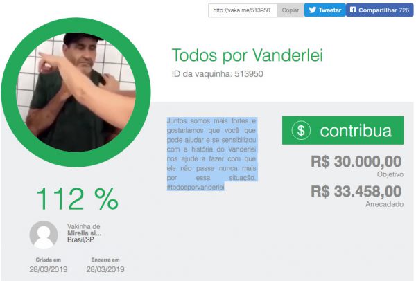 Foto: reprodução / Vakinha