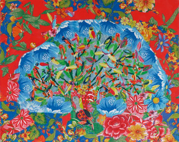 Obra Alvorada Doida 80 x 100 cm (2014). Colagem de chita e acrílica - Foto: divulgação