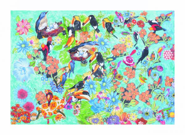 "Ninhos" 70 x 100 cm - colagem e acrílica 2015 - Foto: divulgação